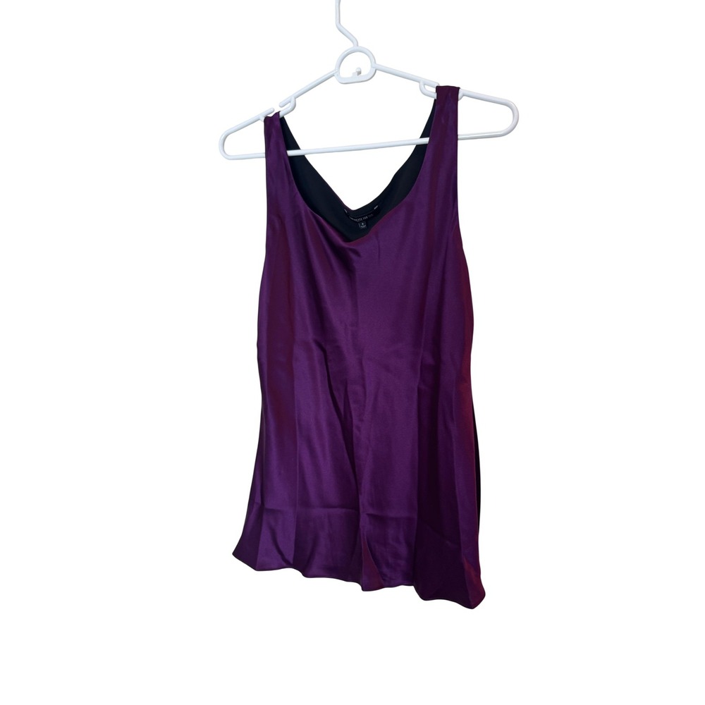 Lafayette 148 New York Tank Topโ Womens 6 Purple 100% Silk V Neck Cami Shell